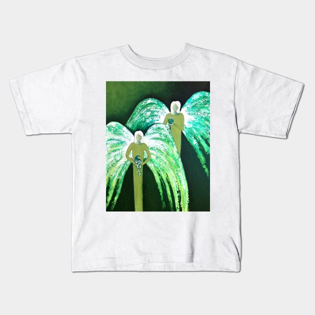 Green Angels Kids T-Shirt by Lisafrancesjudd